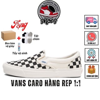 Giày vans lười caro slipon đen trắng hàng 11 full bill box đủ size nam nữ