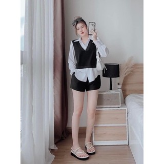 ANU206 - ÁO SƠ MI NỮ PHỐI GILE LIỀN 2M