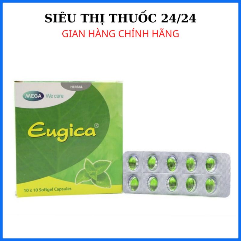 Viên Thảo Dược Eugica xanh hộp 100 viên ⚡ CAM KẾT CHÍNH HÃNG ⚡ Viên uống thảo dược giúp giảm ho, đau rát họng