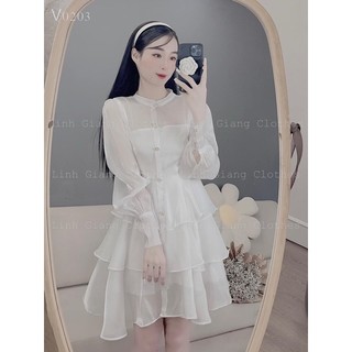 Váy trắng tiểu thư dài thu đông