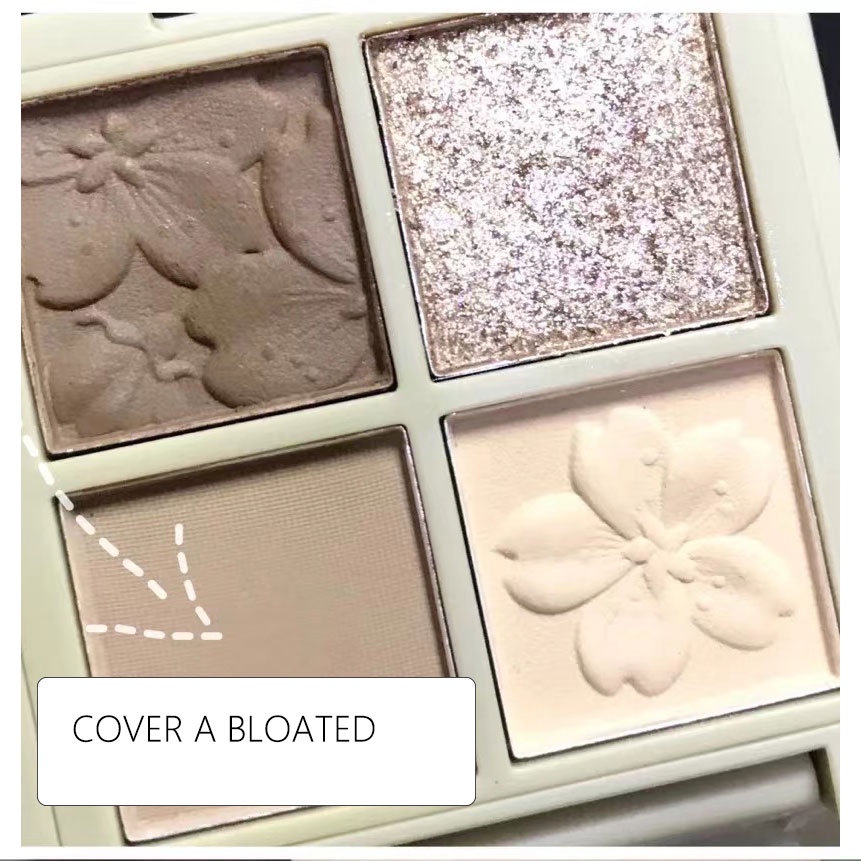 Novo® Bảng Phấn Mắt 4 Màu Lì Và Ánh Nhũ Kết Hợp Trang Điểm Kháng Nước 6g