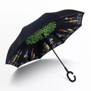 Ô dù gấp ngược 3D thông minh in hình họa tiết