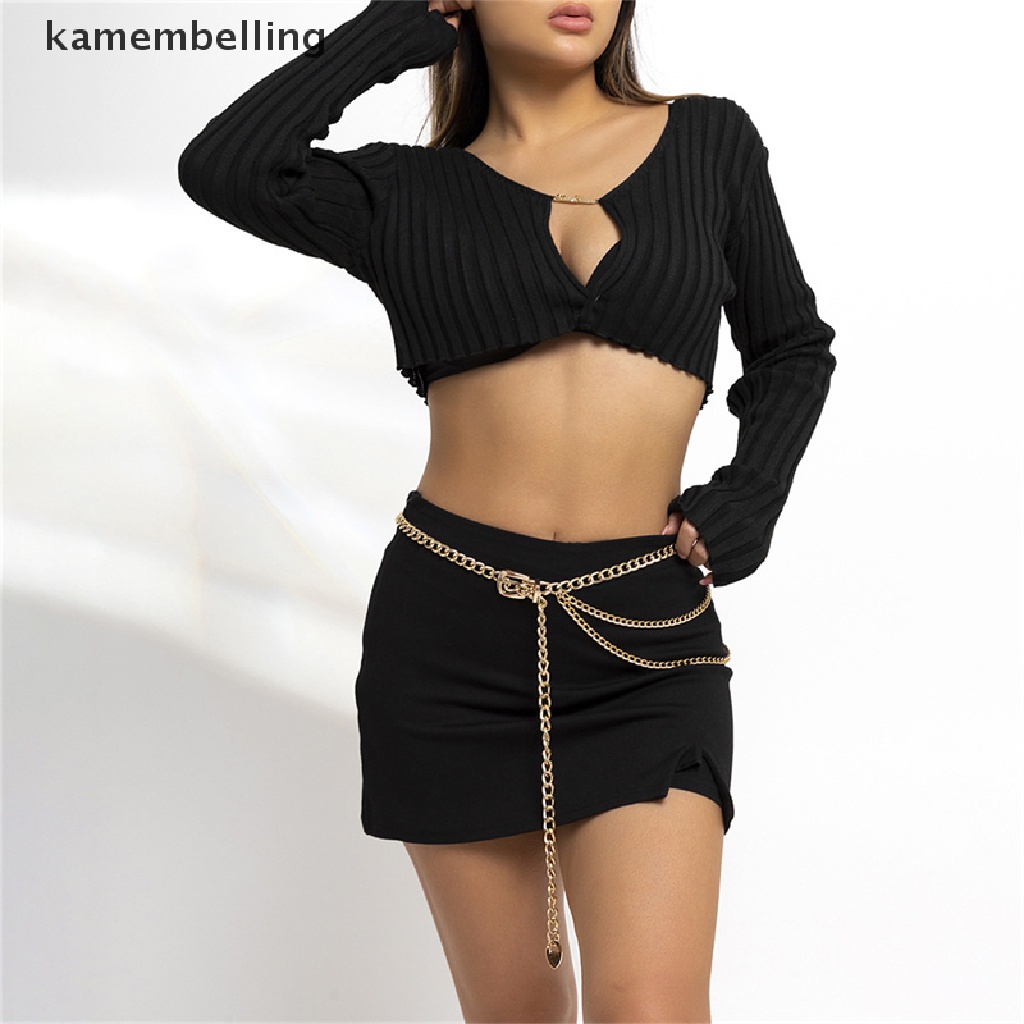 Kamembelling Thắt Lưng Dây Xích Kim Loại Tua Rua Thời Trang Có Thể Điều Chỉnh Cho Nữ
