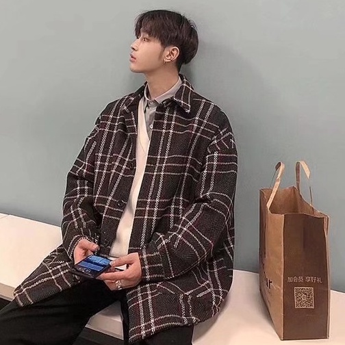 Áo Khoác Dệt Kim Tay Dài Dáng Rộng Họa Tiết Kẻ Sọc Thời Trang Mùa Đông Cho Nam