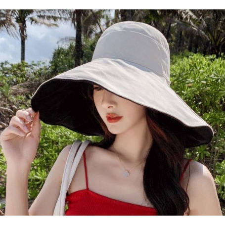 Mũ rộng vành nữ gấp gọn đội 2 mặt nón vành rộng chống nắng UV thời trang Hàn Quốc Lh zallo FB 0917399527