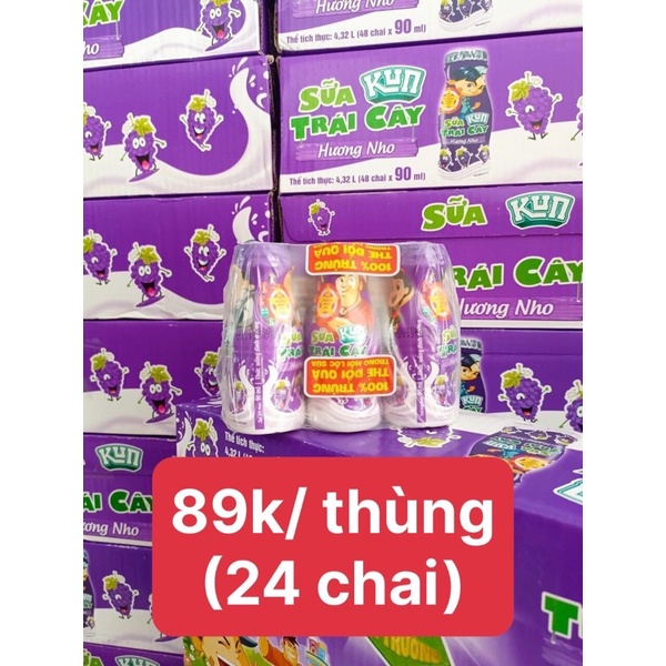 Thùng 24 chai sữa Kun vị Nho
