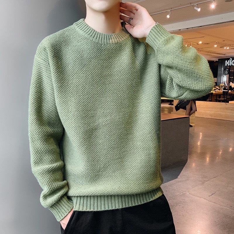 Áo sweater cổ tròn chất len 98WEAR , áo len basic dáng unisex dẽ phối đồ trẻ trung