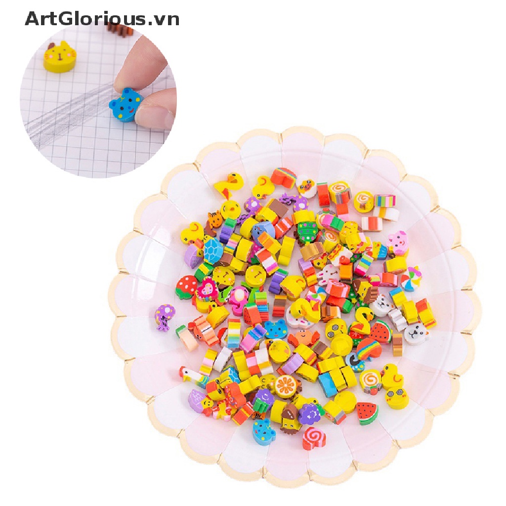 50 Gôm Tẩy Mini Bằng Cao Su Hình Động Vật, Trái Cây Dùng Cho Trẻ Nhỏ VN