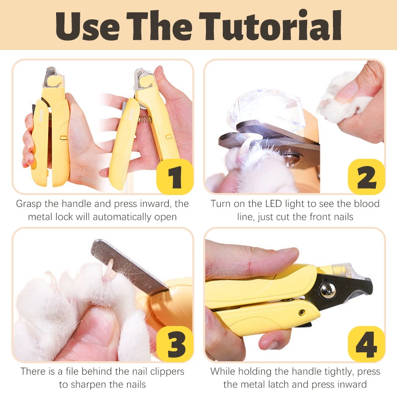 HamshMoc Kềm Cắt Móng Vuốt Thú Cưng An Toàn Có Đèn LED