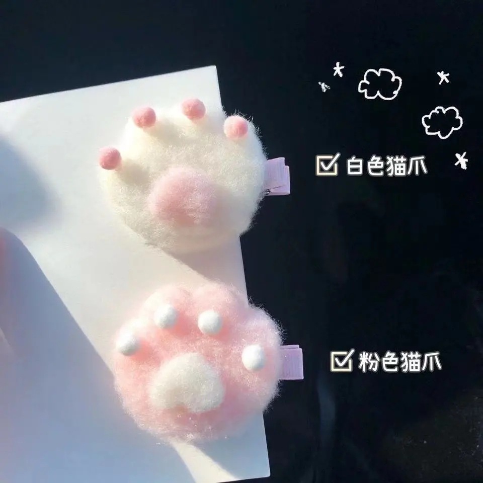 Creative cute cat claw plush banger autumn and winter new girl heart hair accessories girl cute hair card wholesale hair