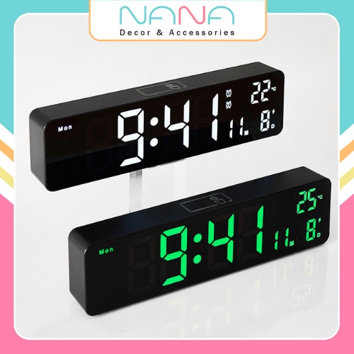 Đồng Hồ LED Điện Tử Treo Tường/ Để Bàn Kỹ Thuật Đa Chức Năng