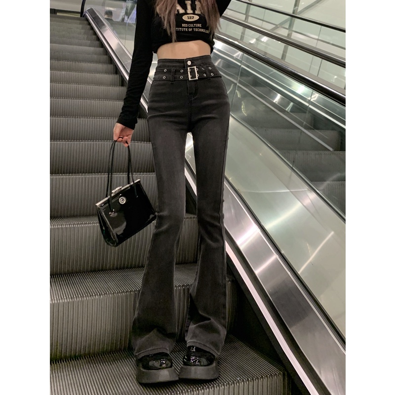 Quần Jeans Nữ Lưng Cao Ống Loe Thời Trang