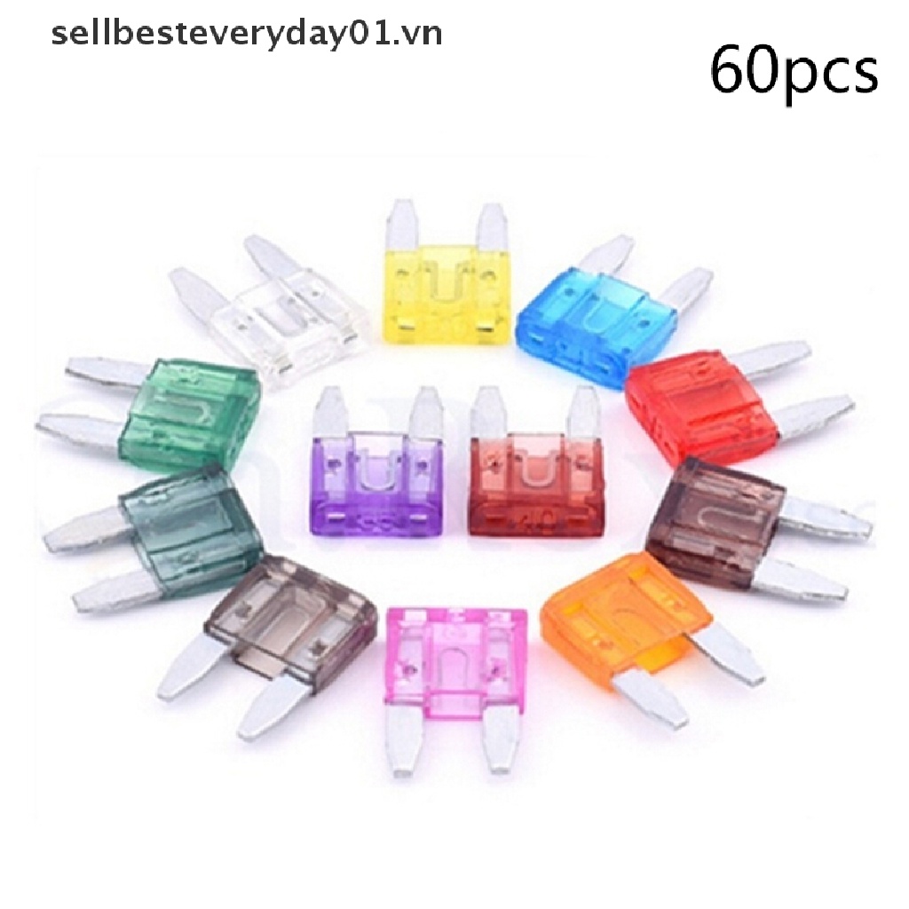 Set 60 Cầu Chì Lưỡi Mini 5A 10A 15A 20A 25 / 30A.