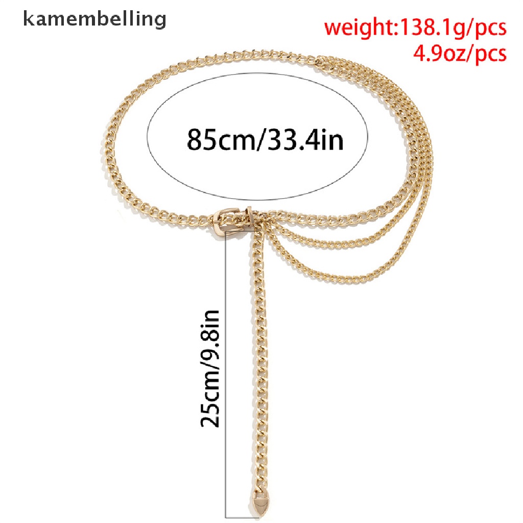 Kamembelling Thắt Lưng Dây Xích Kim Loại Tua Rua Thời Trang Có Thể Điều Chỉnh Cho Nữ