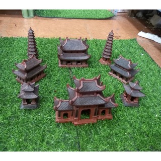 Bộ tượng tháp chùa trang trí tiểu cảnh,non bộ,bể cá