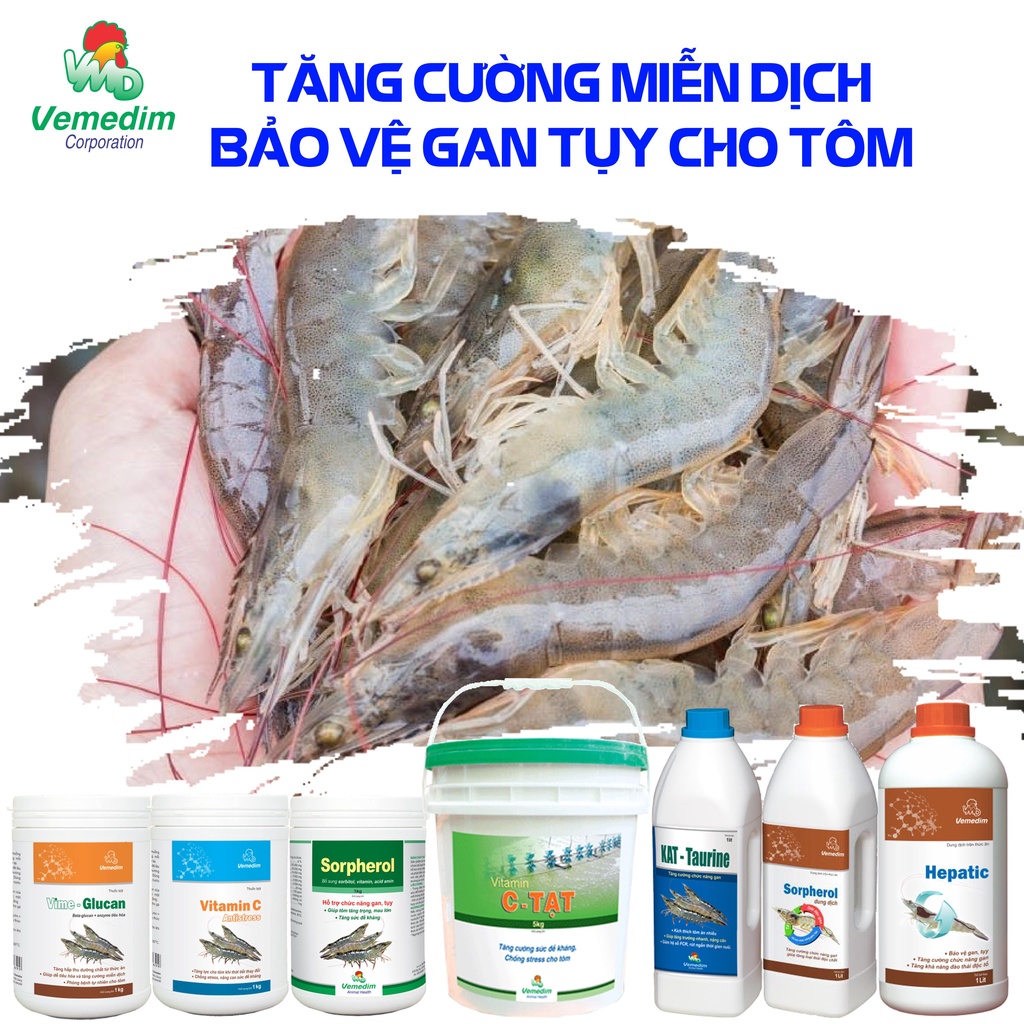 Vemedim Xylazym - Enzyme tiêu hóa tan hoàn toàn, vitamin cho tôm, gói 1kg