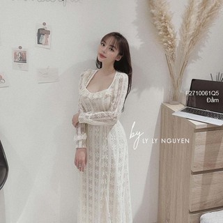 Đầm maxi ren xinh xẻo tay dài cực xinh hàng QC!