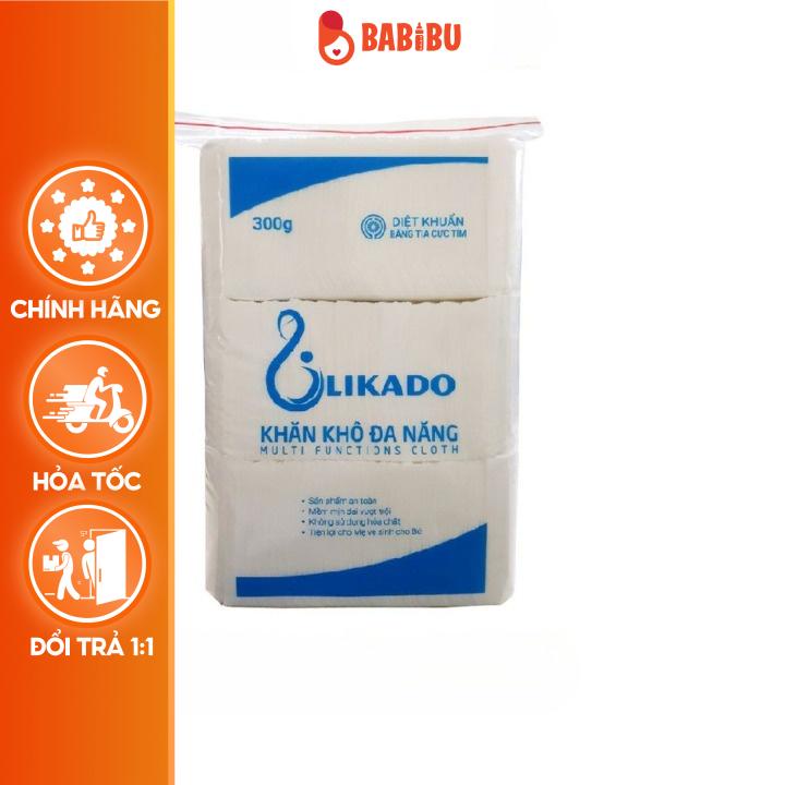 Khăn Giấy Khô Đa Năng Cho Bé Likado Dùng Cho Trẻ Sơ Sinh Loại 300g Kích Thước(14*20), 270 Tờ/Gói Babibu - KKDN