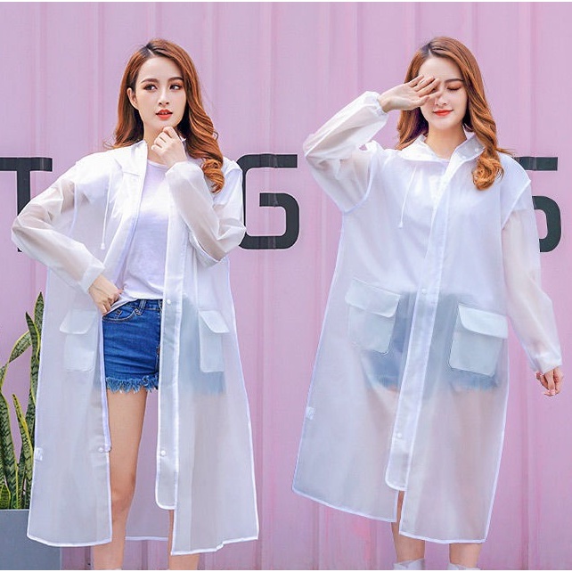 Áo Mưa Trong Suốt Kiểu Dáng Thời Trang Có Khóa Kéo,Nút Cài Và Có Nón Bảo Vệ Che Mưa Cực Tốt