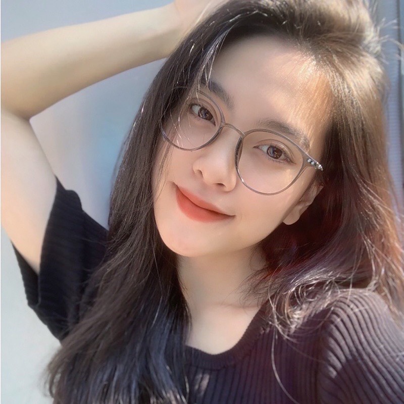 Gọng kính cận nữ thời trang cao cấp mắt tròn TaTa phong cách Hàn Quốc cá tính chống UV400 và tia bức xạ đẹp giá rẻ 090