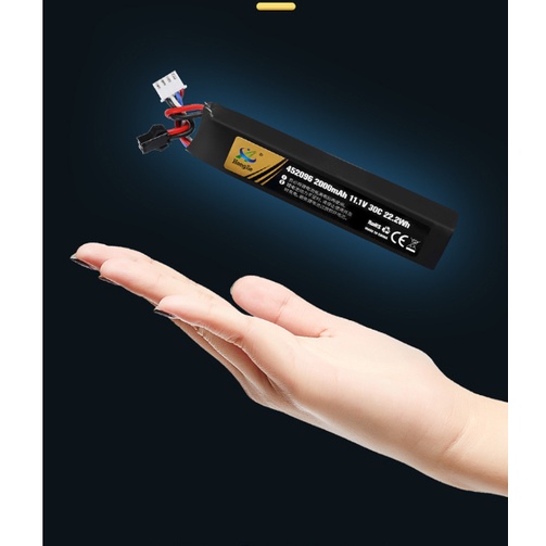 Pin Sạc Lithium LiPo 3s 11.1v 2000mah Xả 30c 452096 dùng cho Súng Nerf - Súng Đạn Mềm - Súng Nước