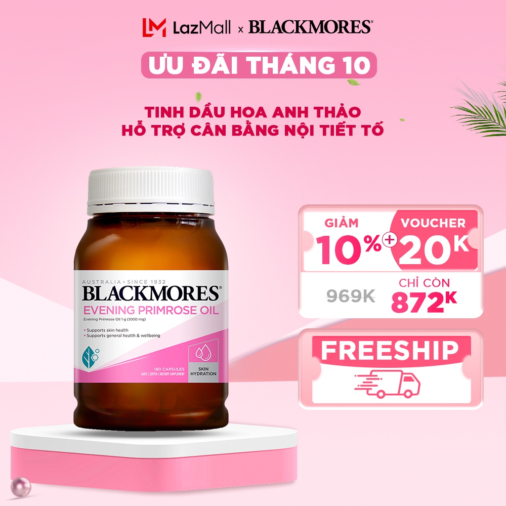 Tinh Dầu Hoa Anh Thảo Hỗ Trợ Cân Bằng Nội Tiết Tố Blackmores Evening Primrose Oil Lọ 190 Viên