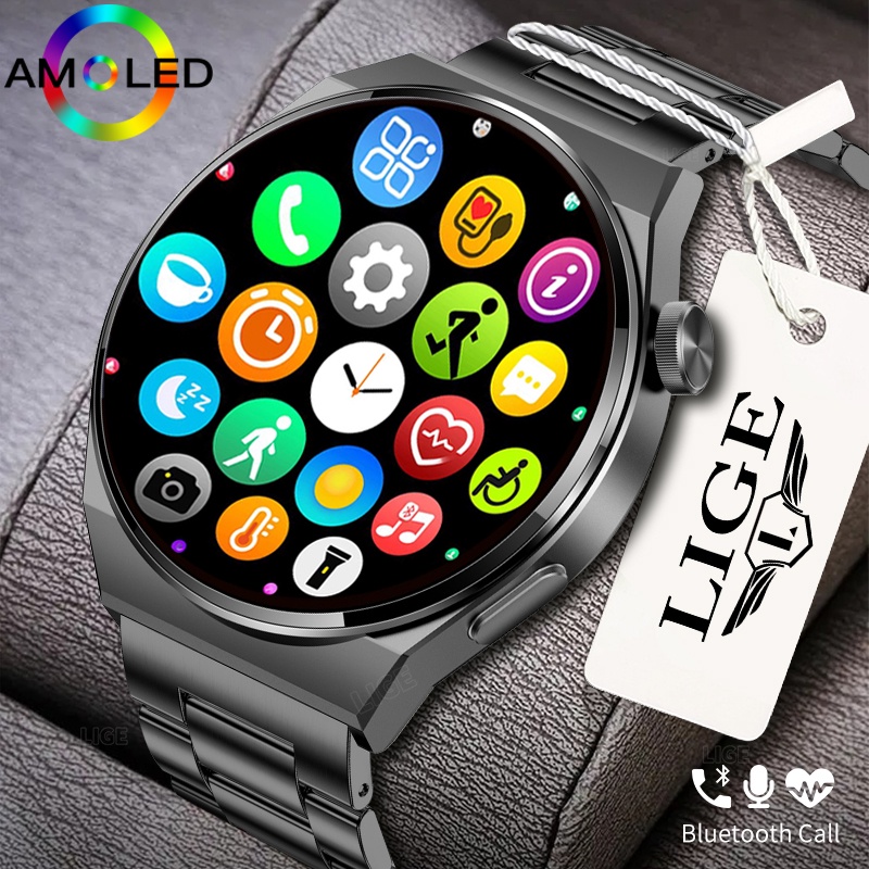 Đồng hồ thông minh LIGE dành cho nam Đồng hồ AMOLED AI Mật khẩu giọng nói Bluetooth Cuộc gọi quay số Thể thao Theo dõi thể dục Đồng hồ thông minh chống nước IP68