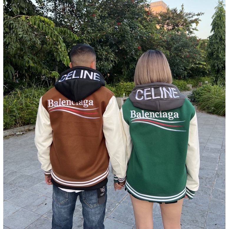 Áo khoác bomber phối tay da cực chất