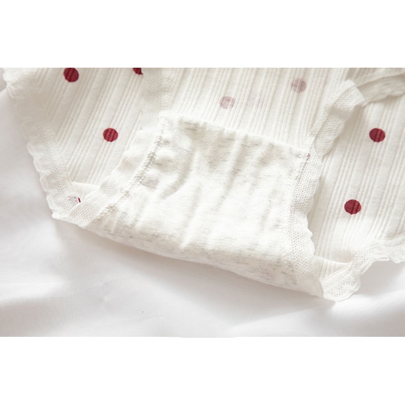 Quần lót nữ cotton gân tăm viền ren tông đỏ 304