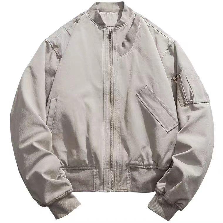 Áo Khoác Bomber Màu Sắc Đơn Giản Phong Cách Đường Phố Nhật Bản Cho Nam Nữ