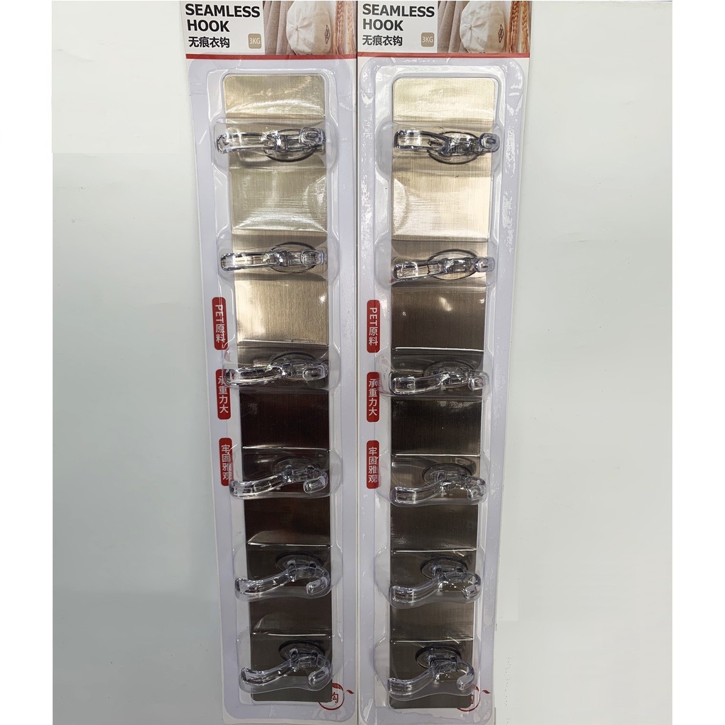 Thanh 6 Móc Dán Tường Phủ Bạc Chống Nước Siêu Dính, Chịu Lực Trên 10kg