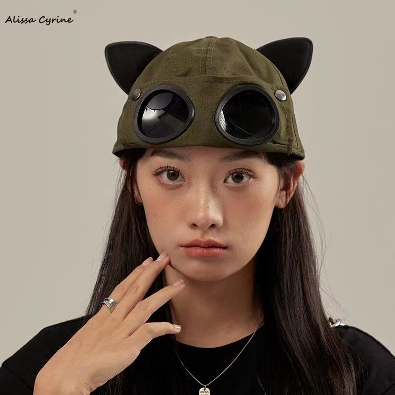THE CAPAL Mũ Lưỡi Trai Kèm Kính Mát Tai Mèo Thời Trang Cho Gia Đình