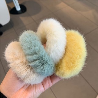 Dây Cột Tóc Co Giãn Đính Lông Thỏ Giả Cho Nữ