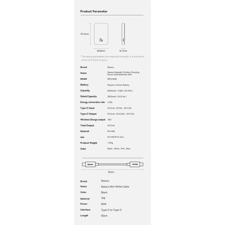 Sạc Dự Phòng Không Dây Từ Tính Baseus Magnetic Sạc Dây 20W Không Dây 15w Cho 12 13