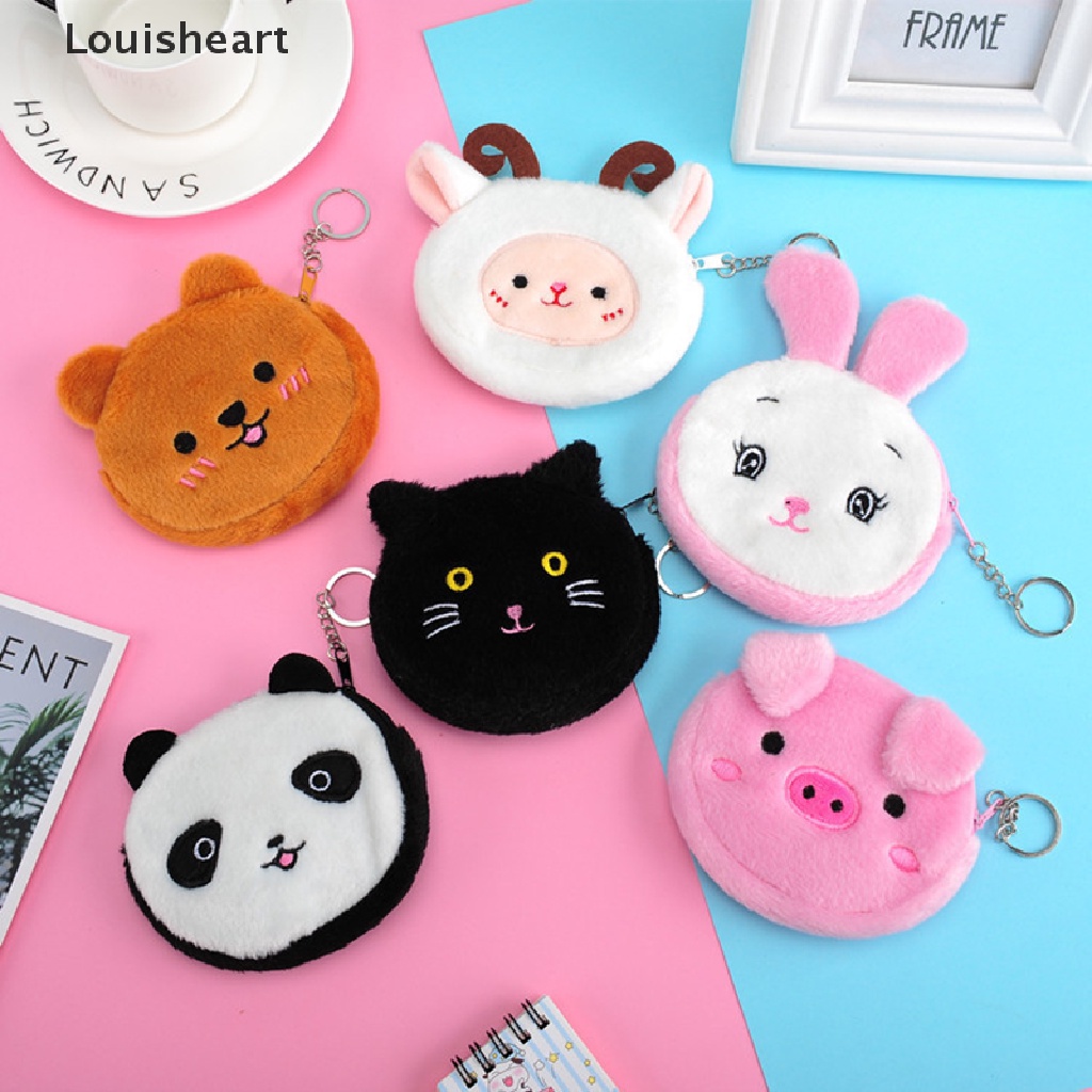 Ví Đựng Tiền Xu Louisheart Bằng Lông Nhung Có Khóa Kéo Dễ Thương Xinh Xắn