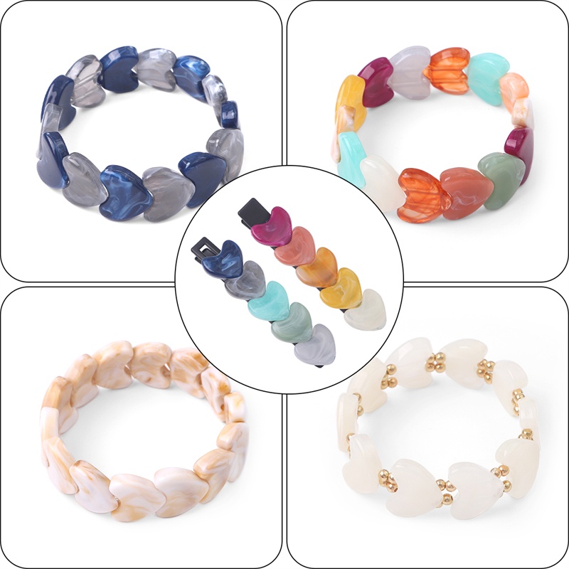 Hạt acrylic Beadia hai lỗ xỏ hình trái tim dùng làm trang sức diy