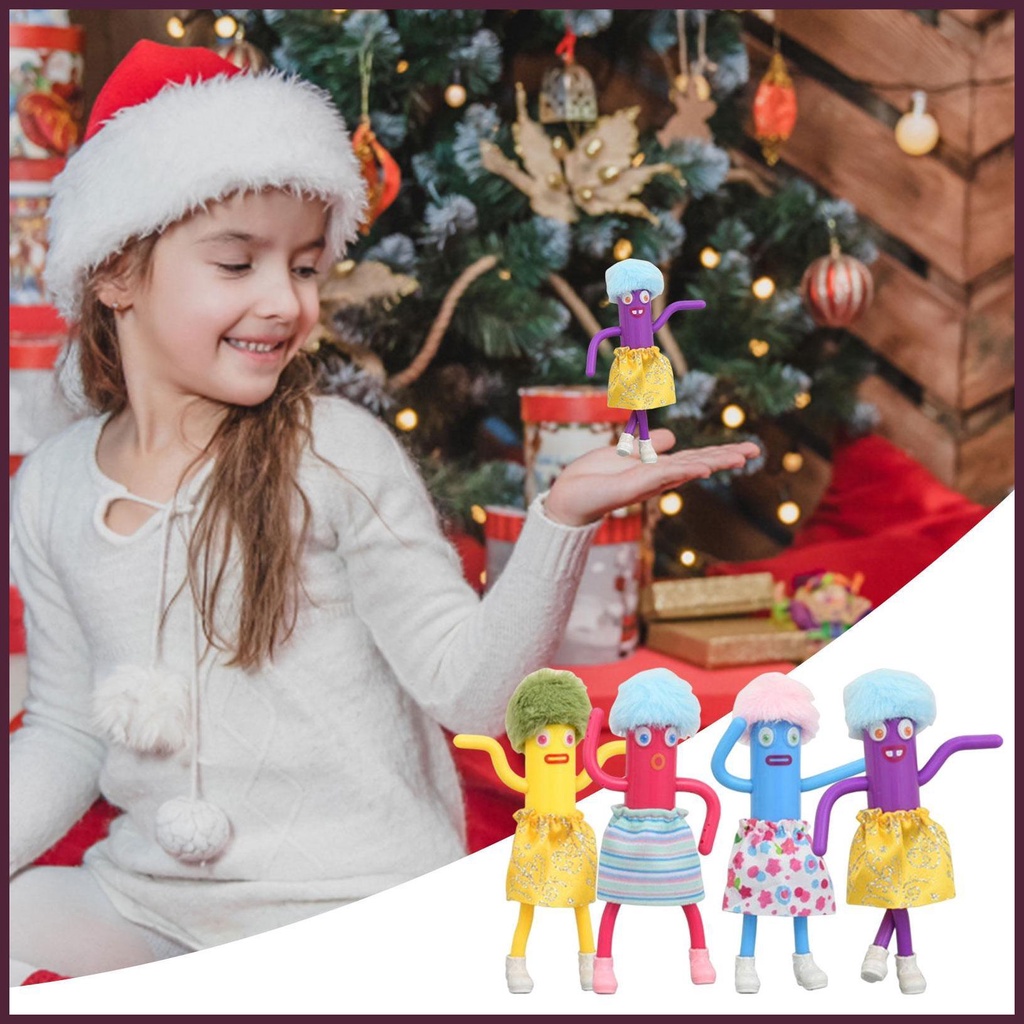 Bộ 4 Mô Hình Nhân Vật Hoạt Hình Nhảy Múa Xúc Xích Bằng PVC Mềm Mại