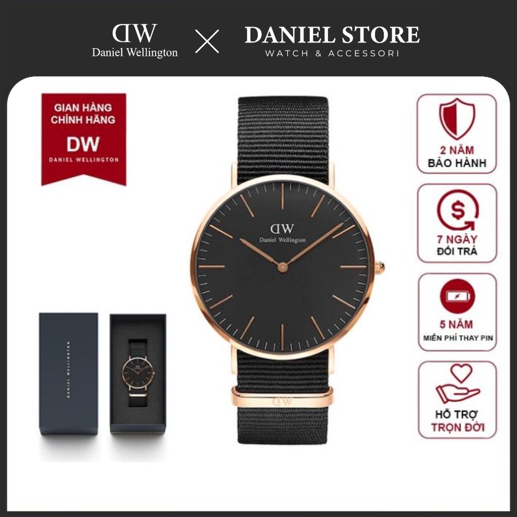 Đồng Hồ Nữ Daniel Wellington Classic Petite Cornwall Rose Gold Dây Vải Nato DW Chính Hãng - Daniel Store