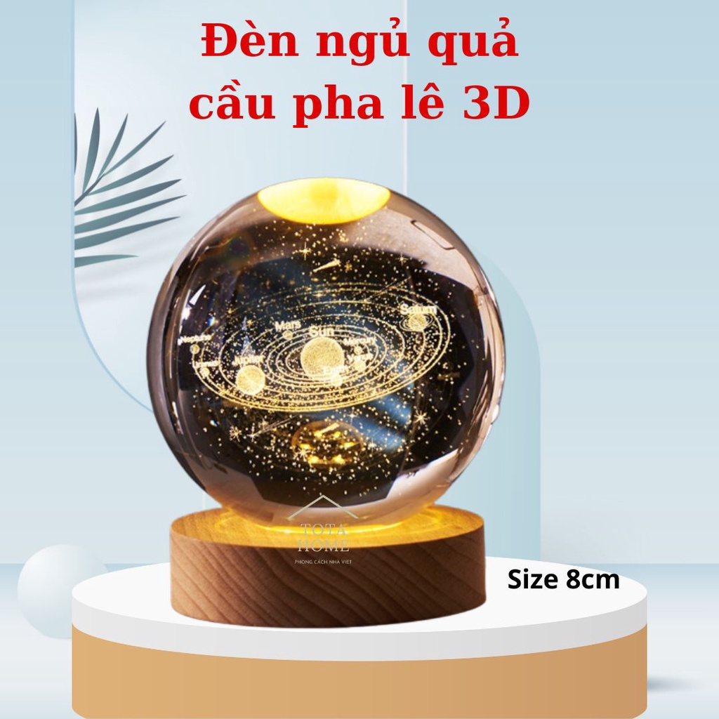 Đèn Ngủ 3D Quả Cầu Pha Lê Phát Sáng,Quả Cầu Pha Lê Trang Trí Phi Hành Gia Chuỗi Sao Vũ Trụ Đèn Ngủ Sáng Tạo