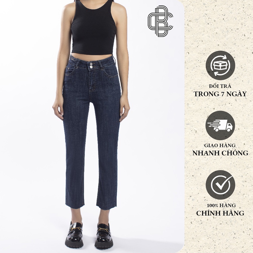 Quần jeans nữ denim ống đứng cạp kiểu basic dễ mix đồ - La’coba