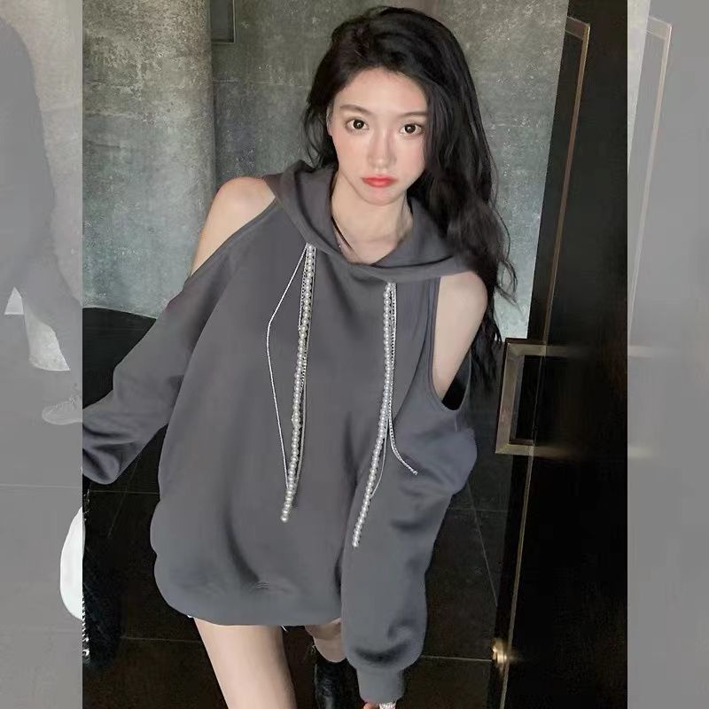 Áo Hoodie Đính Ngọc Trai Thời Trang Mùa Thu Quyến Rũ Dành Cho Nữ