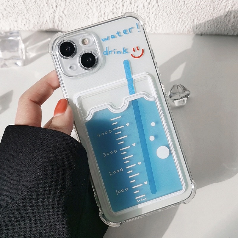 Ốp Ví Trong Suốt Chống Sốc Có Ngăn Đựng Ảnh, Thẻ - Water! Drink-có IPhone/oppo/samsung/vivo/xiaomi
