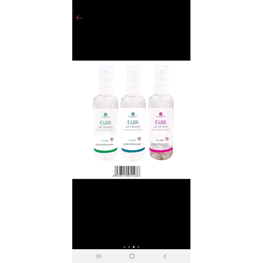 XỊT XẢ VẢI KHÔ ELISS THƠM MÙI DOWNY,COMFORT 100ML