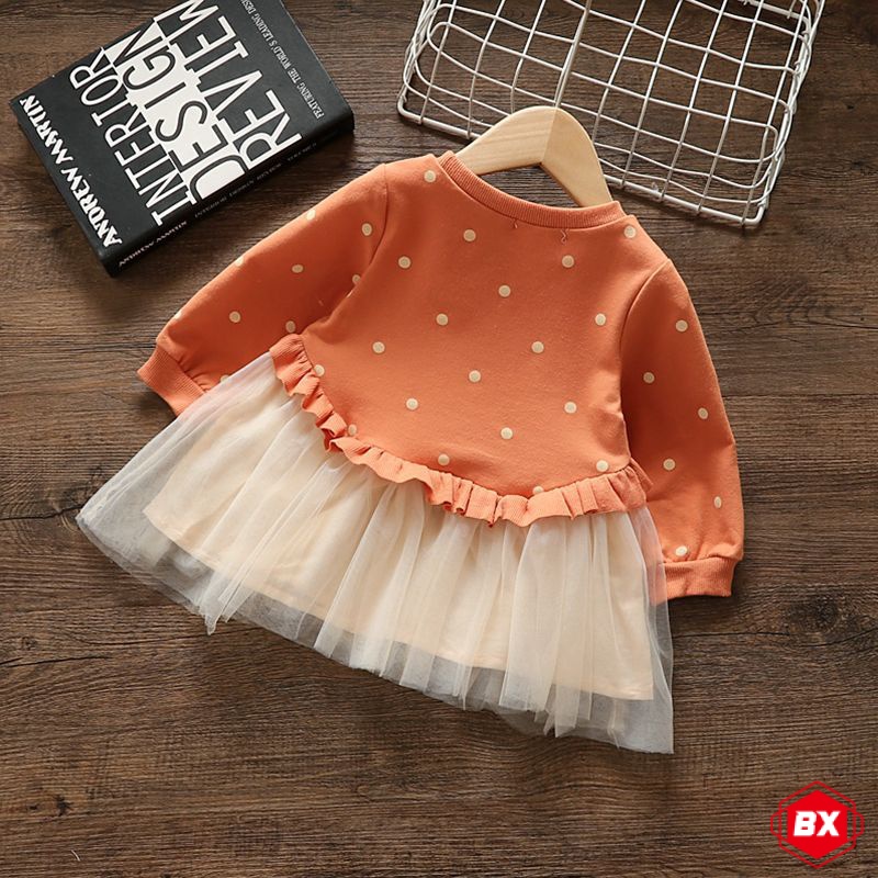 Đầm Sweater Tay Dài Phong Cách Công Chúa Thời Trang Mùa Thu Mới Cho Bé Gái