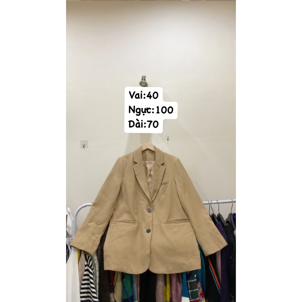 Áo vest blazer màu be vàng form rộng freesize trẻ trung 2 lớp 2hand giá rẻ