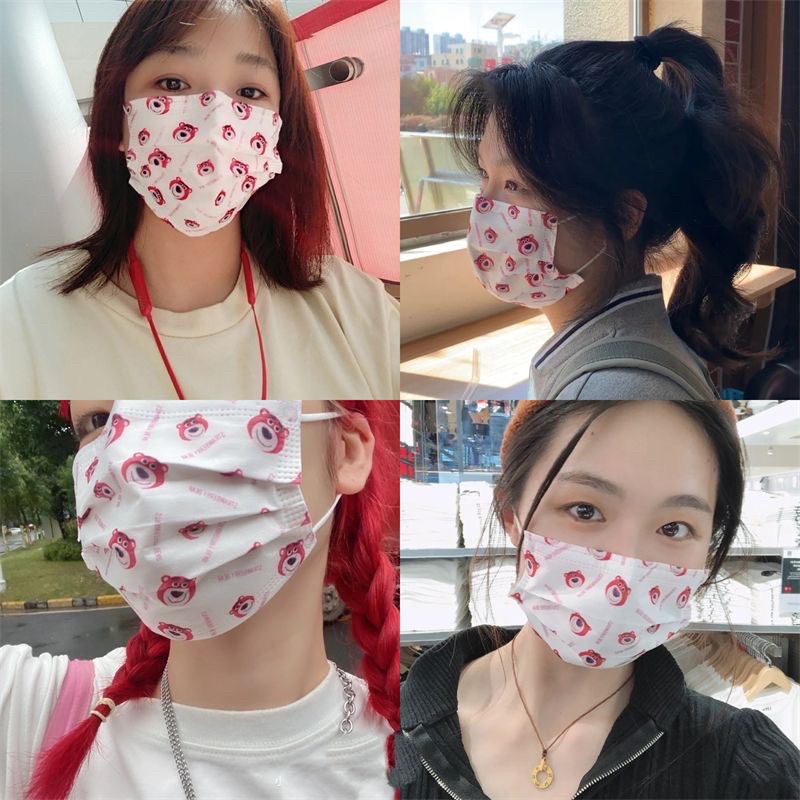 COMBO 100 CÁI KHẨU TRANG GẤU DÂU LOTSO HÀNG CÓ SẴN
