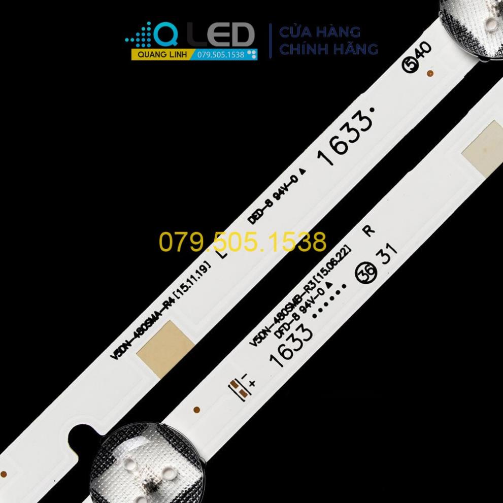 THANH LED TIVI  SAMSUNG 48J5200 48J5000 MỚI 100% THANH 4 THANH DÀI MỖI THANH 8 BÓNG 3v GỒM 8 KHÚC NỐI LẠI