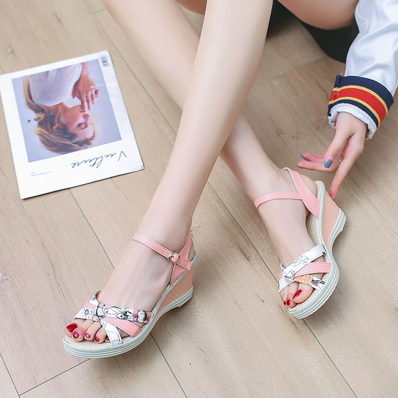 2022 giày cao gót mũi nhọn giày cao gót 5 phân giày cao gót trắng viền đen sandal quai mảnh đế bệt Giày Cao Gót Đế Xuồng Hở Ngón Chống Trượt Thoải Mái Phong Cách Hàn Quốc