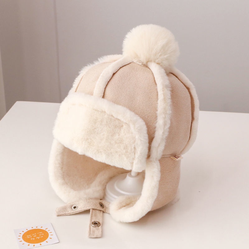 Mũ Trùm Đầu Bằng Vải Bông Dày Dặn Giữ Ấm Tai Dễ Thương Cho Bé