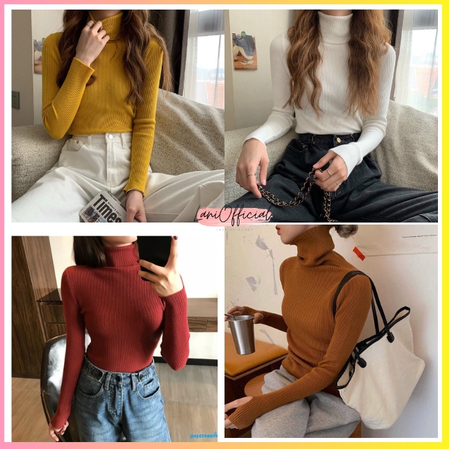 Áo len cổ lọ nữ lông cừu cực dày dặn, ấm áp, áo len tăm hàng Quảng Châu- lani official